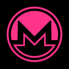 Vector icon of Monero (XMR) coin, neon pink and black, thick outline