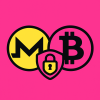 Vector icon of privacy coins, XMR and BTC, acid yellow and neon pink